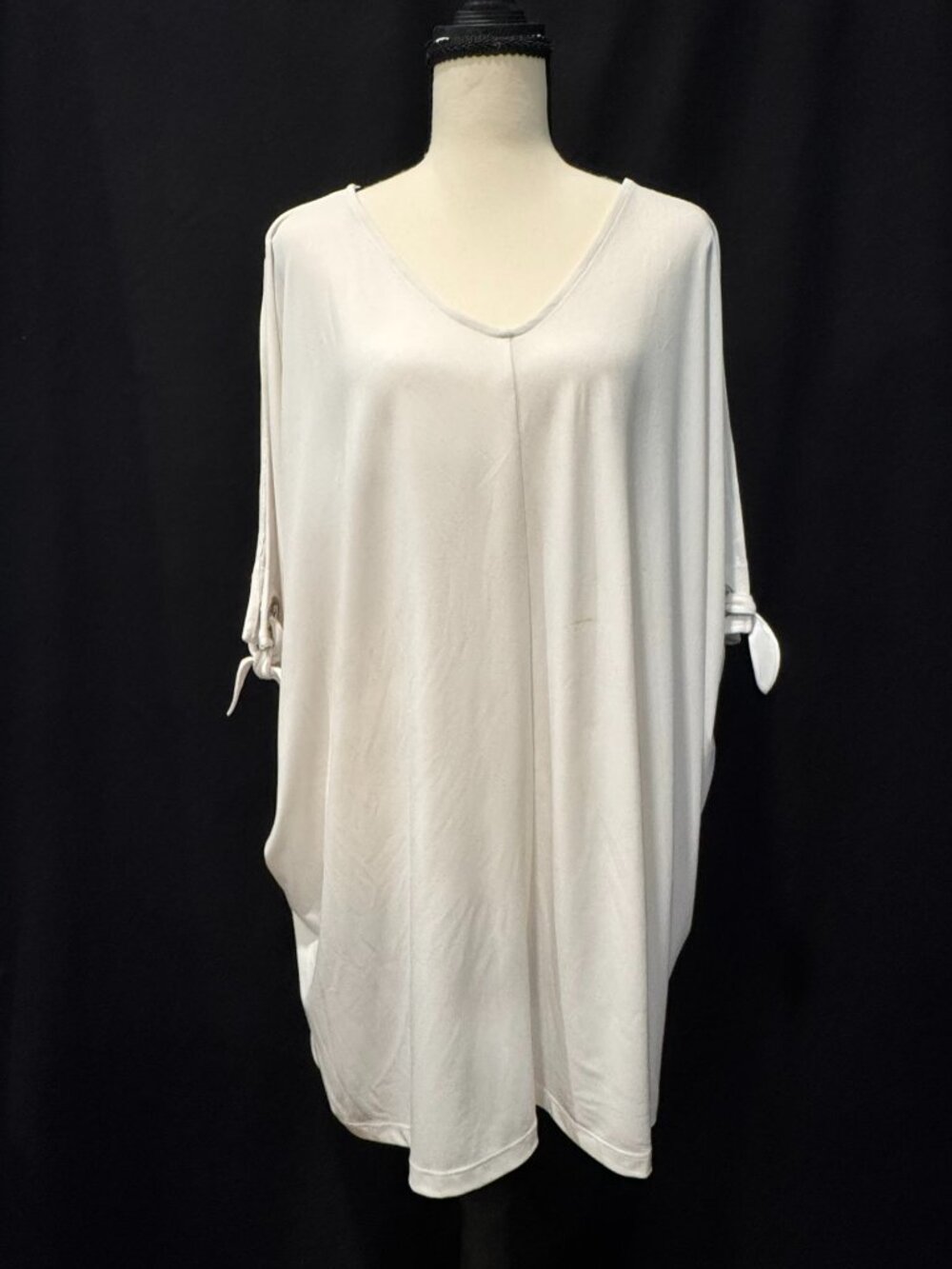Chico’s White Draped Tunic Top, Size L/XL